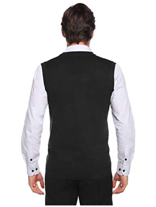 iClosam Mens V-Neck Slim Fit Sweater Vests Knitted Lightweight Button-Down Vest Cardigan