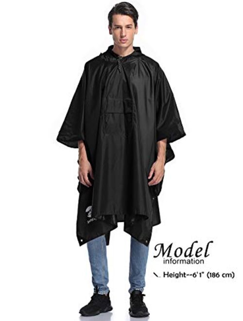 SaphiRose Hooded Rain Poncho Waterproof Jacket for Men Women Adults