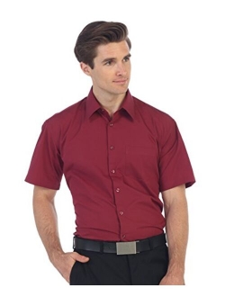 Men's Short Sleeve Solid Dress Shirt