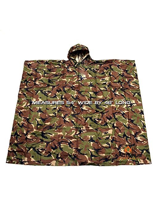 Arcturus Rain Poncho: Large Lightweight Reusable Ripstop Poncho with Adjustable Hood