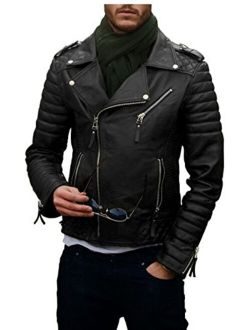 Laverapelle Men's Genuine Lambskin Leather Jacket (Black, Motorcycle Jacket) - 1501474