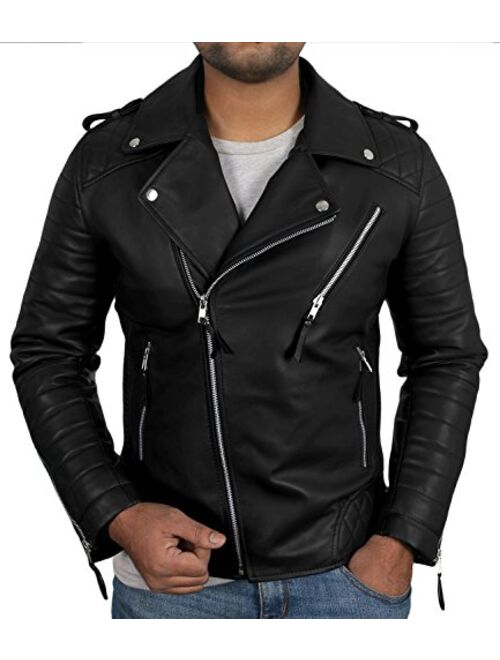 Laverapelle Men's Genuine Lambskin Leather Jacket (Black, Motorcycle Jacket) - 1501474