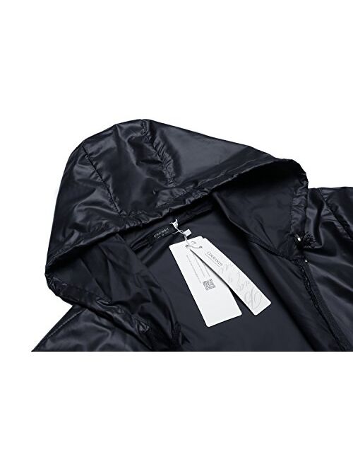 COOFANDY Men's Packable Rain Jacket Outdoor Waterproof Hooded Lightweight Classic Cycling Raincoat