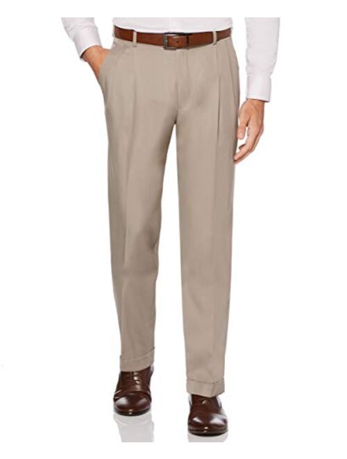 Perry Ellis Men's Classic Fit Elastic Waist Double Pleated Cuffed Pant