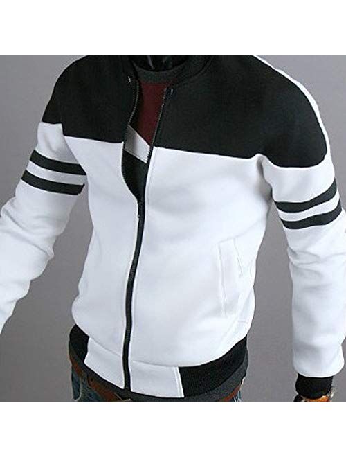 Himtak Fashion Men's Autumn Winter Zipper Sportswear Jacket Patchwork Jacket Long Sleeve Coat