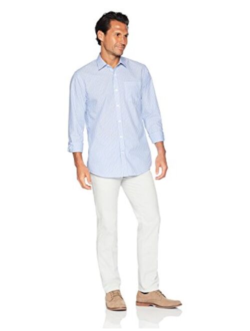 Amazon Essentials Men's Regular-Fit Wrinkle-Resistant Long-Sleeve Stripe Dress Shirt