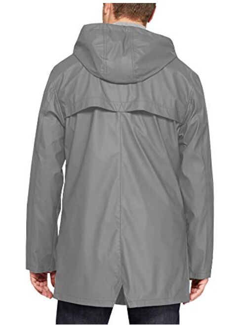 JINIDU Men's Lightweight Waterproof Rain Jacket Packable Outdoor Hooded Long Raincoat