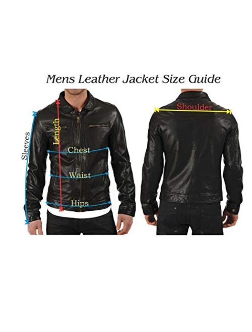 New Fashion Style Mens Leather Jackets Motorcycle Bomber Biker Blue Real Leather Jacket Men
