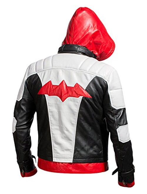Lasumisura Replica Style Red Hood Men's Faux Leather Jacket + Vest