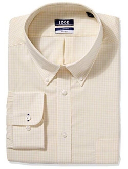 Men's Regular Fit Stretch Check Buttondown Collar Dress Shirt