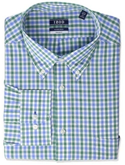 Men's Regular Fit Stretch Check Buttondown Collar Dress Shirt