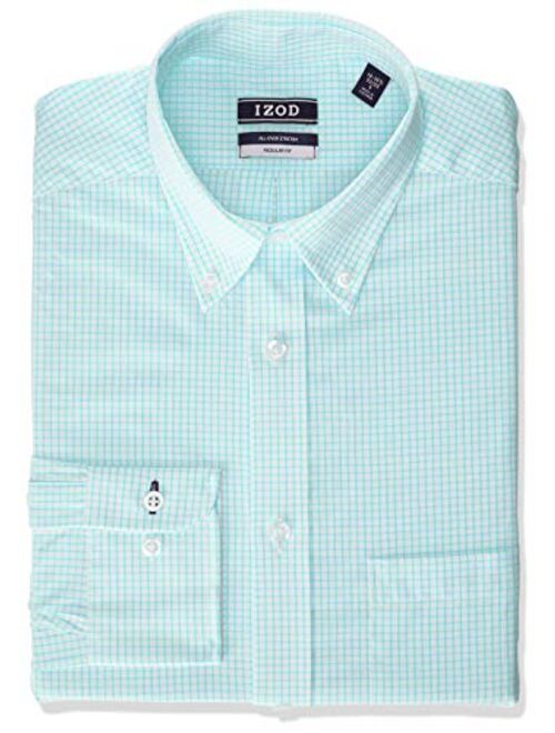 IZOD Men's Regular Fit Stretch Check Buttondown Collar Dress Shirt