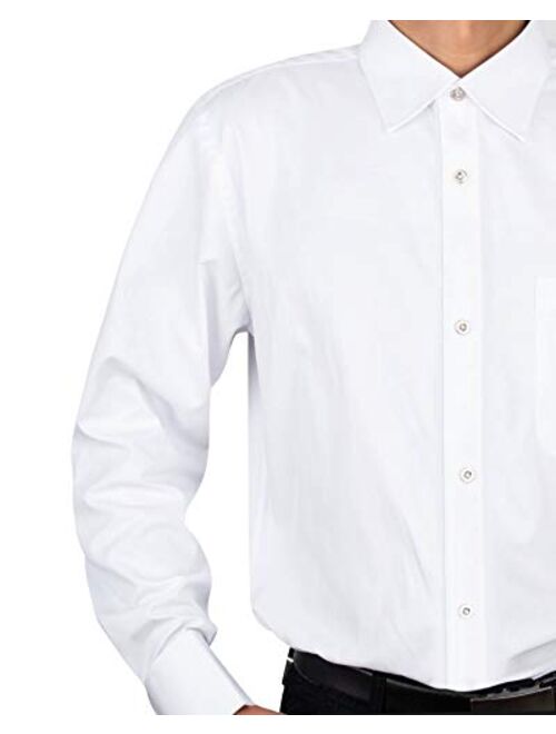 Milin Naco French Cuff Dress Shirt, Regular Fit Long Sleeve Tuxedo Men Shirts with Metal Cufflinks