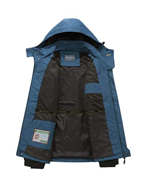 Spmor Men's Outdoor Sports Hooded Windproof Ski Jacket Waterproof Rain Coat