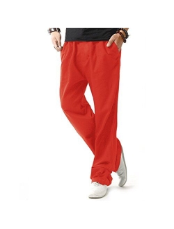 Hoerev Men Casual Beach Trousers Linen Jean Jacket Summer Pants