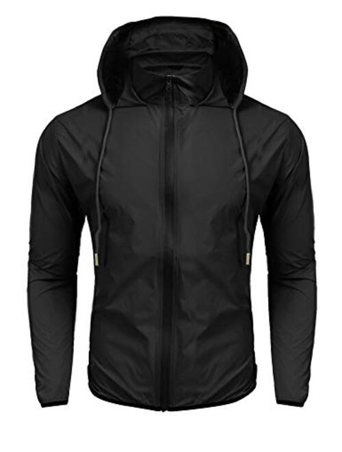 COOFANDY Unisex Packable Rain Jacket Lightweight Waterproof Hooded Raincoats Outdoor Cycling Running Hiking Jacket