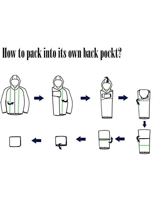 COOFANDY Unisex Packable Rain Jacket Lightweight Waterproof Hooded Raincoats Outdoor Cycling Running Hiking Jacket