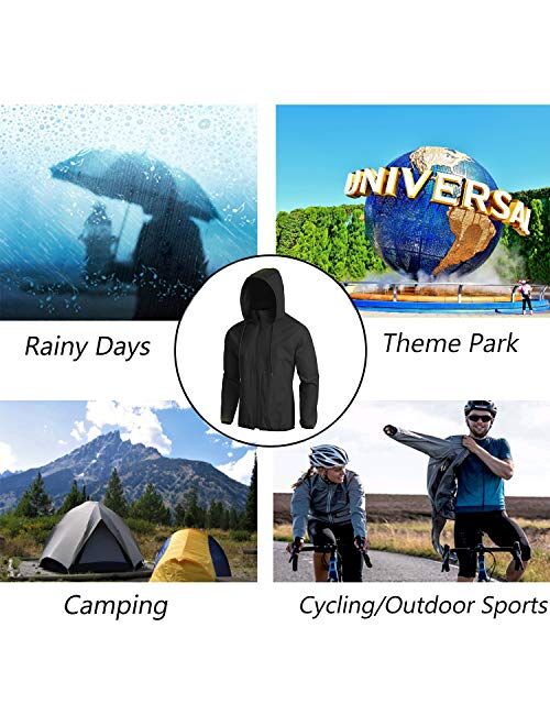 COOFANDY Unisex Packable Rain Jacket Lightweight Waterproof Hooded Raincoats Outdoor Cycling Running Hiking Jacket