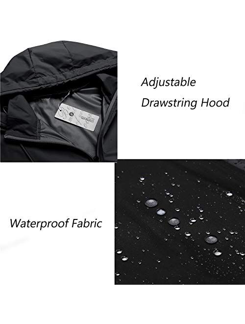 COOFANDY Unisex Packable Rain Jacket Lightweight Waterproof Hooded Raincoats Outdoor Cycling Running Hiking Jacket