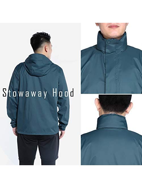 Outdoor Ventures Men's Lightweight Raincoat Packable Rain Jacket Waterproof Raincoat with Hood Active Outdoor Windbreaker