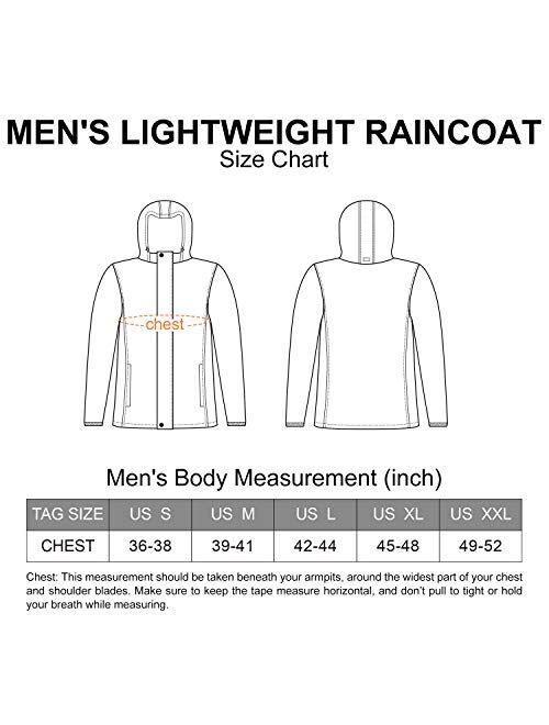 Outdoor Ventures Men's Lightweight Raincoat Packable Rain Jacket Waterproof Raincoat with Hood Active Outdoor Windbreaker