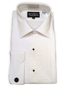 Broadway Tuxmakers Mens Slightly Irregular White Laydown Collar French Cuff Tuxedo Shirt