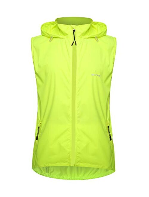 Outto Men's High Visibility Cycling Jacket Convertible UPF50+ Windproof Lightweight Windbreaker