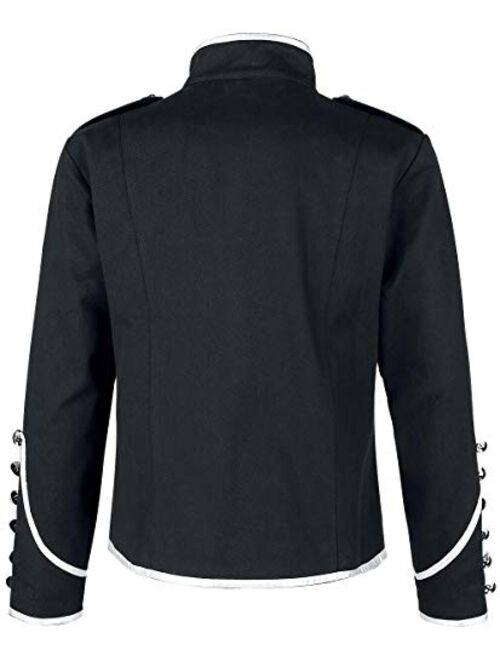 Lost Queen Men's Black and Silver Military Jacket