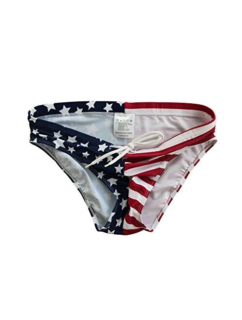 Banana Bucket Men's America Flag Stars Low Rise Swimwear Bikini Briefs Beach Swimsuit