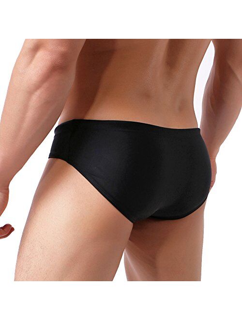 Summer Code Mens Solid Swim Briefs Drawstring Bikini Sport Swimsuit