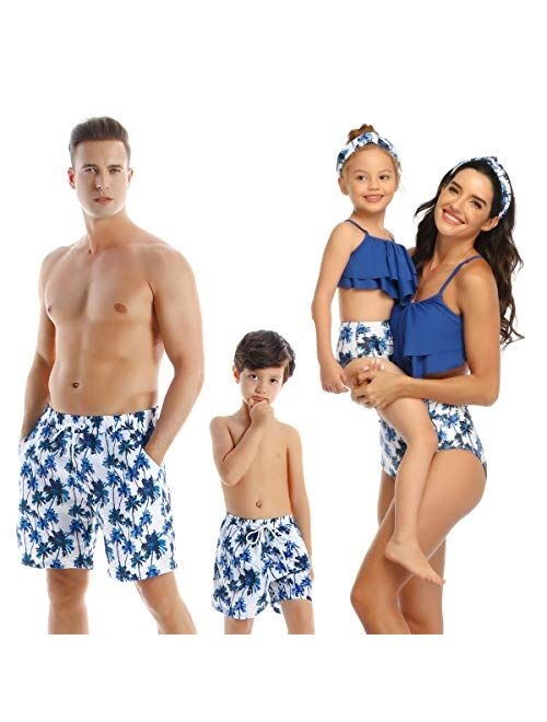 Family Matching Swimwear Set Mother Daughter Bikini Swimsuits Father Son Swim Trunk Bathing Suit