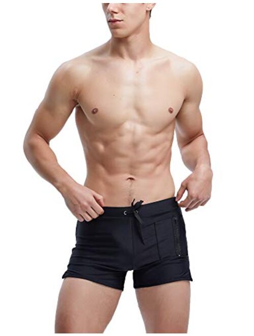 SWOMOG Mens 5" Short Boxer Brief Swimsuit Swim Underwear Quick Dry Bathing Suits Swimming Shorts Board Shorts