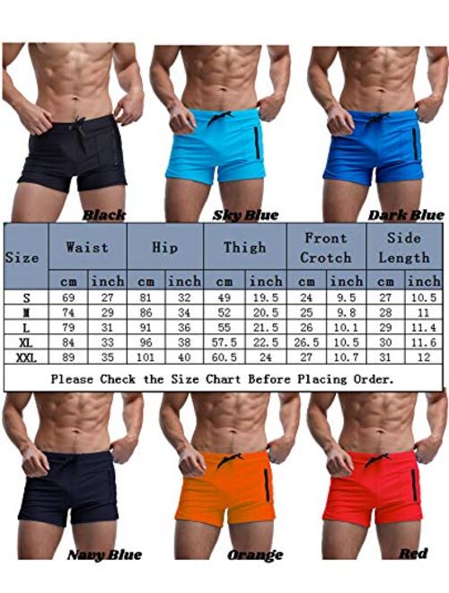 SWOMOG Mens 5" Short Boxer Brief Swimsuit Swim Underwear Quick Dry Bathing Suits Swimming Shorts Board Shorts