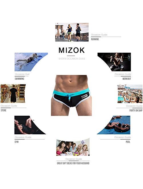 MIZOK Men's Quick Dry Swim Briefs Bikini Swimsuit Board Shorts with Adjustable Drawstrig