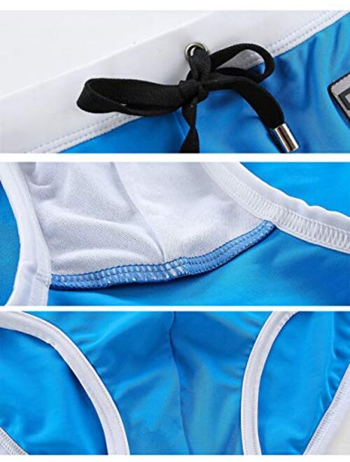 MIZOK Men's Quick Dry Swim Briefs Bikini Swimsuit Board Shorts with Adjustable Drawstrig