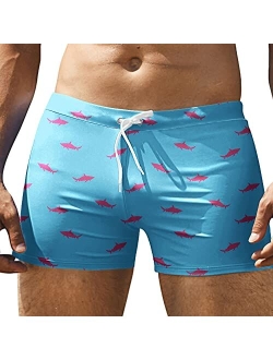 Men's Swim Trunks Quick Dry Beach Boxer Briefs Swimwear Board Shorts with Zipper Pocket