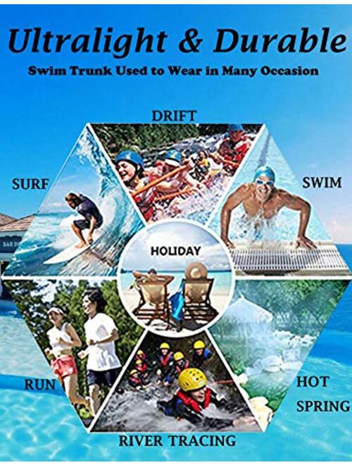 COOFANDY Men's Swim Trunks Quick Dry Beach Boxer Briefs Swimwear Board Shorts with Zipper Pocket