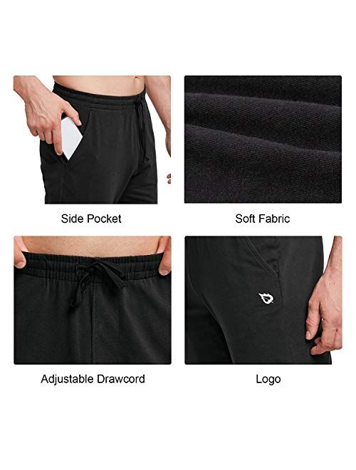 BALEAF Men's Cotton Yoga Sweatpants Open Bottom Joggers Straight Leg Running Casual Loose Fit Athletic Pants with Pockets