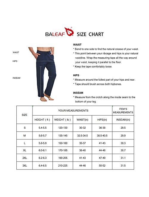 BALEAF Men's Cotton Yoga Sweatpants Open Bottom Joggers Straight Leg Running Casual Loose Fit Athletic Pants with Pockets
