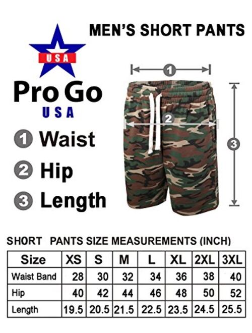 ProGo Men's Classic Fit Casual Fleece Jogger Gym Workout Short Pants with Elastic Waist