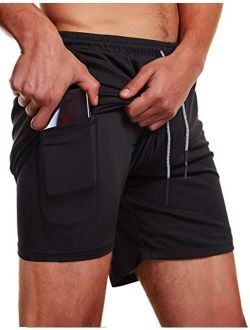 FLYFIREFLY Men's 2-in-1 Workout Running Shorts 7