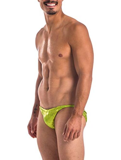 Gary Majdell Sport Mens Metallic Greek Bikini Swimsuit with Contour Pouch 