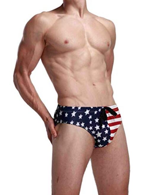 Linemoon Men's Colorful Boxer Swimming Trunks Fashion Solid Brief