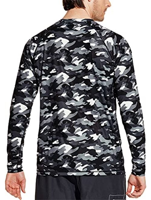 TSLA 1 or 2 Pack Men's Rashguard Swim Shirts, UPF 50+ Loose-Fit Long Sleeve Shirts, Cool Running Workout SPF/UV Tee Shirts
