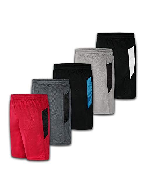 5 Pack Mens Premium Active Athletic Performance Shorts with Pockets