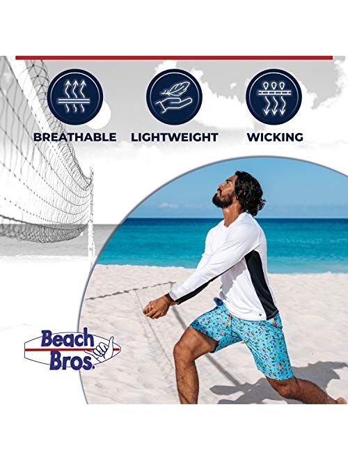 Beach Bros. Men's UPF 50+ Swim Shirt - Short Sleeve Quick Dry Rashguard