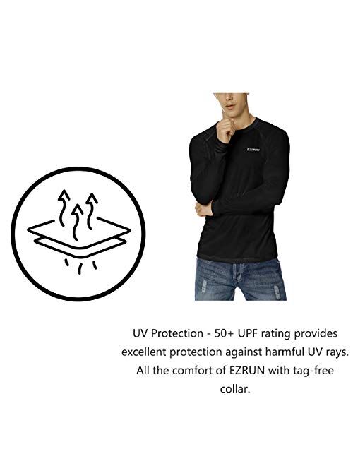 EZRUN Men's UPF 50+ UV Protection Shirts Lightweight Sun Protection Shirt Quick Dry Mens Swim Shirt Rash Guard