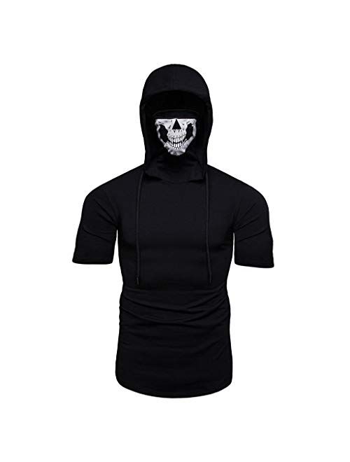 Hoodies for Mens, FORUU Mask Skull Pure Color Pullover Long Sleeve Hooded Sweatshirt Tops Blouse