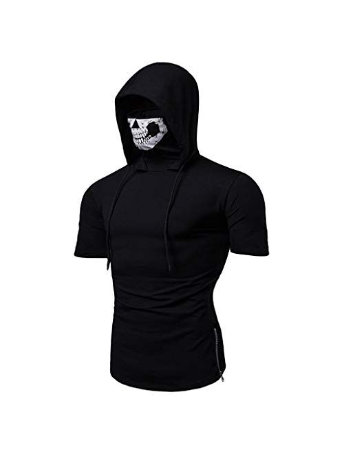 Hoodies for Mens, FORUU Mask Skull Pure Color Pullover Long Sleeve Hooded Sweatshirt Tops Blouse