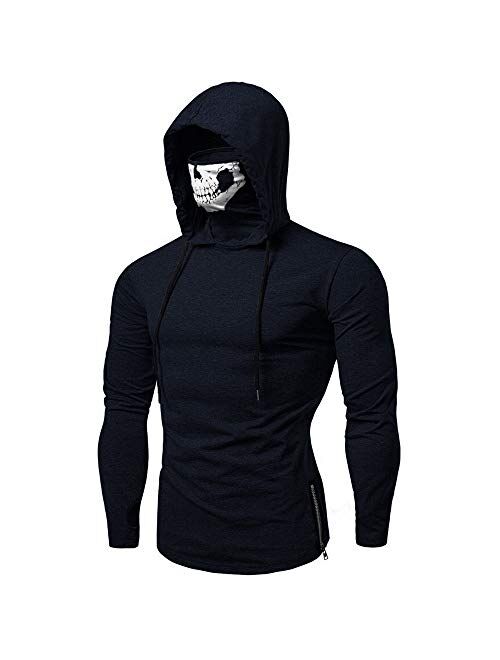 Hoodies for Mens, FORUU Mask Skull Pure Color Pullover Long Sleeve Hooded Sweatshirt Tops Blouse